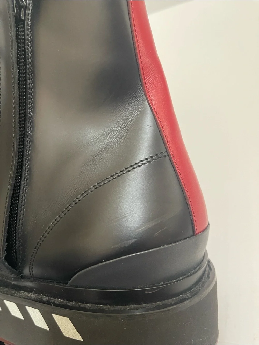 Valentino Garavani Men's Black Leather Lace-Up Rock Stud Boots with Red Heel Tab